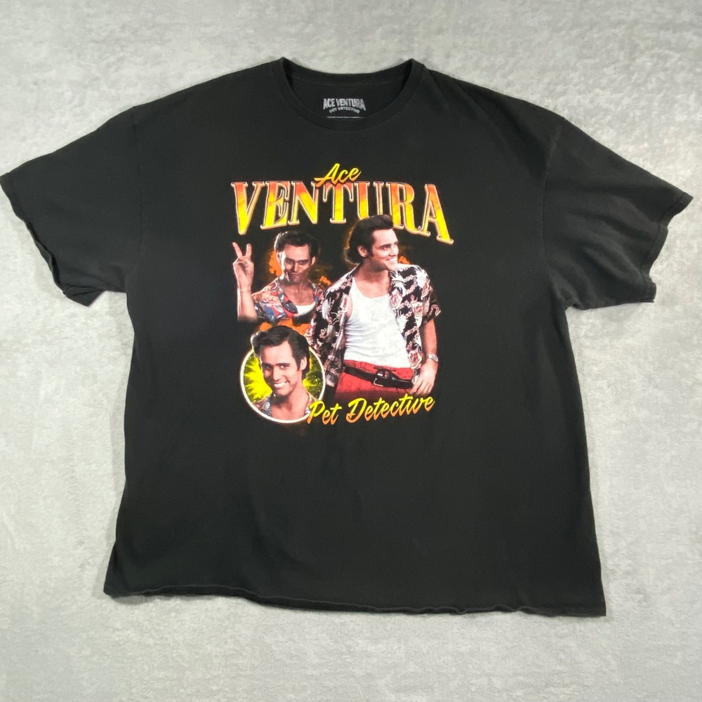 Ace Ventura Pet Detective Jim Carrey Graphic T-Shirt‎ Mens XXL Black 90s Movie
